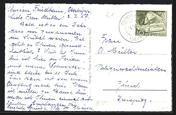 Cartoline postali: Rumisberg, Totalansicht aus der Vogelsch – Usato da Berlin venduto da bartko-reher 1