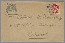 1922, GUNTEN, HOTEL ELISABETH, ILL. BRIEF