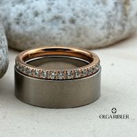 Edelstahl und Titanium Set aus 2 Ringen Grösse 59