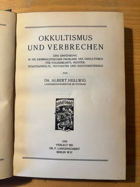 Libri: Buch: "Okkultismus und Verbrechen" 1929 – Usato da Seon venduto da retep012 1