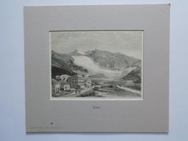 Gletsch Valais Wallis Xylographie