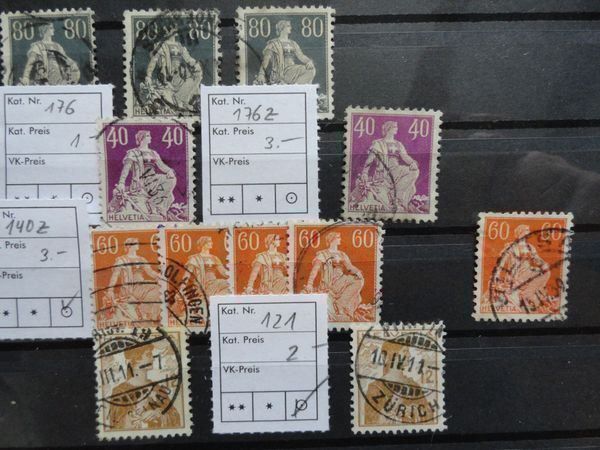 Tutti i francobolli: Kleinlot ab 1908. Diverse sitzende Helvetias – Usato da stäfa venduto da brandy66 1