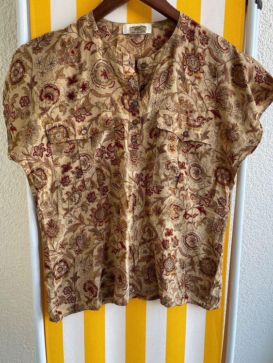 Blouse En Soie Ancienne - Taille S (36/38) - Noir Et Blanc - Atelier De Couture (non Finie)