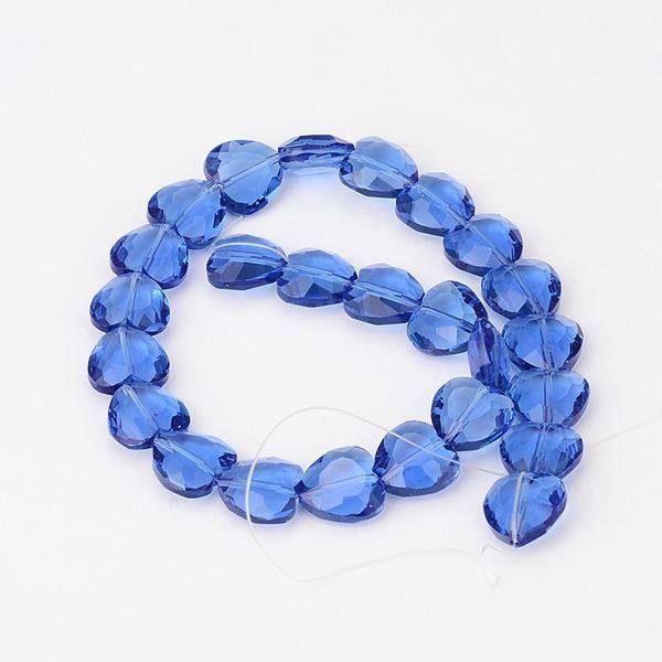 Perlen (unechte): 5 Herzen Glas Luxus saphire facett. 16mm – Neu (gemäss Beschreibung) aus Alpnachstad von perlengaby 1