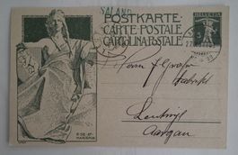 1933 Postkarte nach Leutwyl mit Stabstempel SALAND