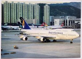 Postcard B747-312 Ansett Australia
