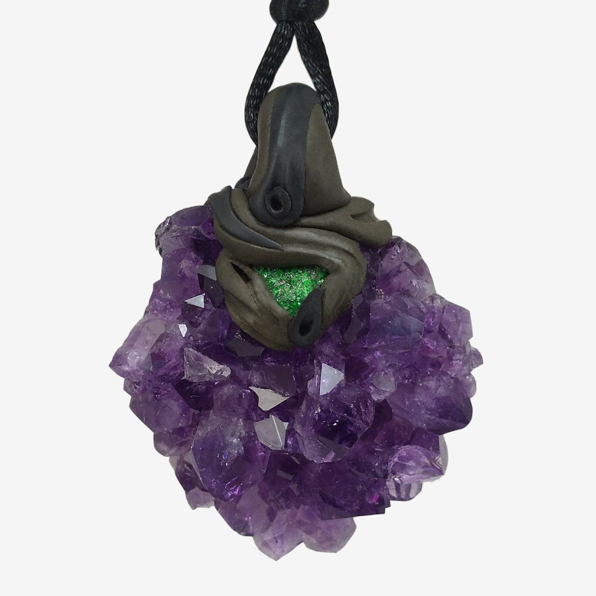 Pietre preziose: Amethyst Anhänger mit zusätzlich eingefasstem Uwarowit – Nuovo e nell'imballaggio originale da Meilen venduto da BYRD-Design