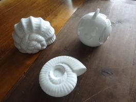 Décorations en céramique blanches - Coquillages et poisson