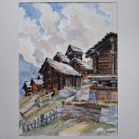 Aquarell Ferdinand Meyer-Streiff La Forclaz Val d'Hérens VS