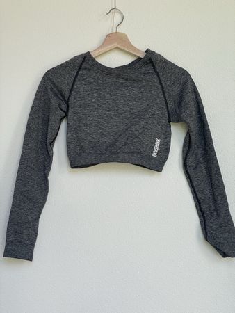CropTop Gymshark grau Langarm Grösse S neu