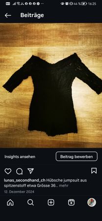 Schwarzer Spitzen Jumpsuit, Grösse 36 – festlich!