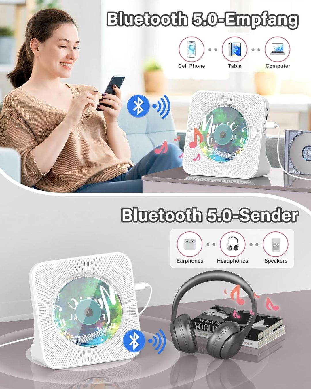 Tragbarer Mediaplayer: CD-Player tragbar mit Bluetooth Fernbedienung – Neu und originalverpackt aus St. Gallen von VerkaufsMaus50 2