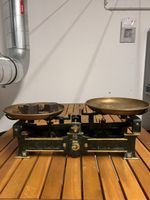 Antique Scale Brass Pans Cast Iron Frame