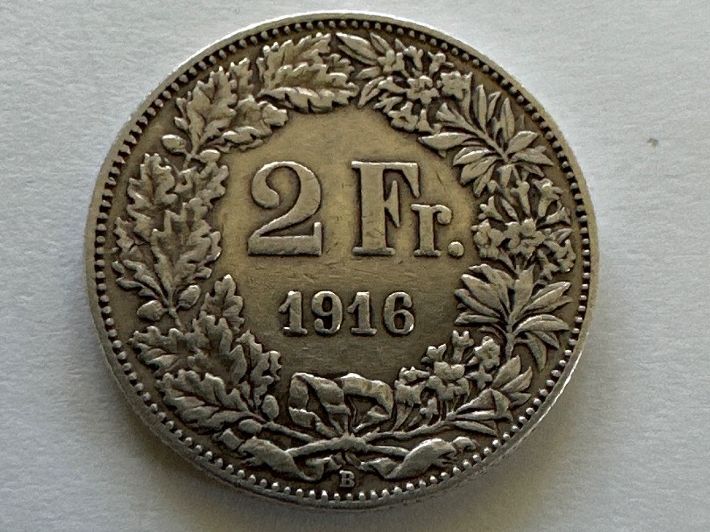 Tutti le monete: 2fr Silber 1916, -vz – Usato da Erlach venduto da gubbe1 1