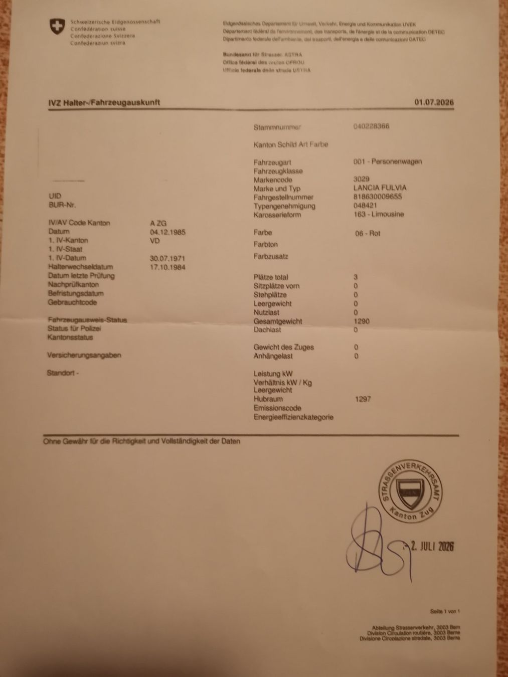 Lancia Automobili: Lancia Fulvia Coupe 1,3 S  1971 – Usato da quartino venduto da bernet.rs 7