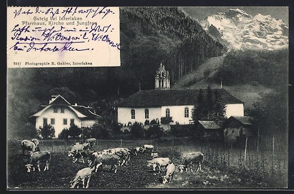 Ansichtskarten: Gsteig bei Interlaken, Pfarrhaus, Kirche – Gebraucht aus Berlin von bartko-reher