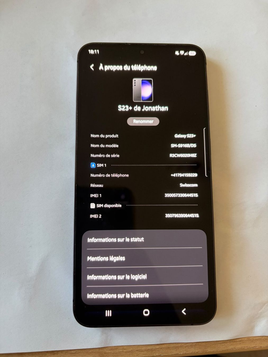 Samsung Telefoni cellulari / Smartphones: Samsung galaxy s23+ 256Go – Usato da Neuchâtel venduto da Vflash 3