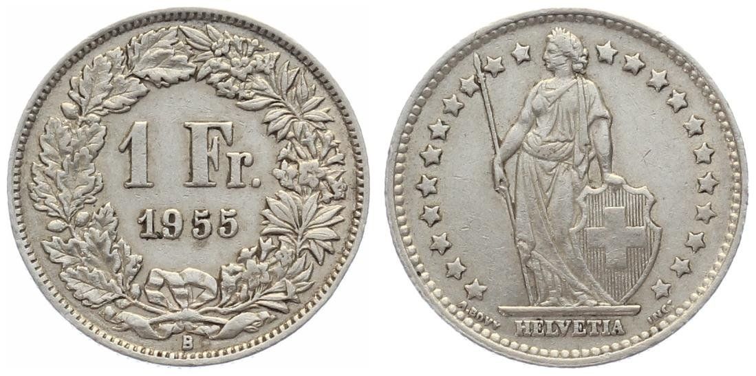 Tutti le monete: 1 Fr 1955 B ----------- Silbermünze – Usato da Knutwil venduto da muenzen-oli 2