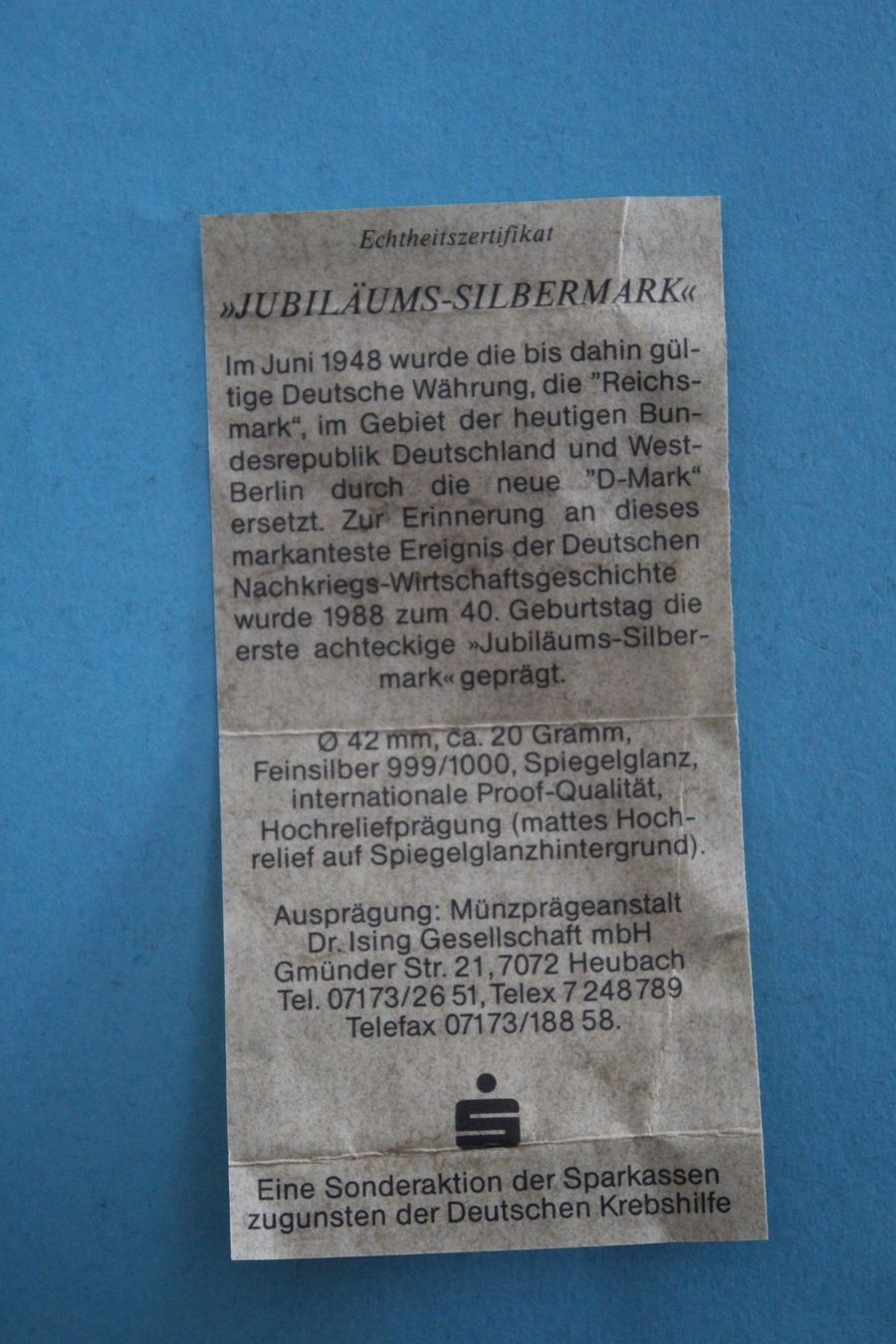 Tutti le monete: Jubiläums-Silbermark BRD 1988 – Nuovo e nell'imballaggio originale da Orpund venduto da Julesvobulle 3
