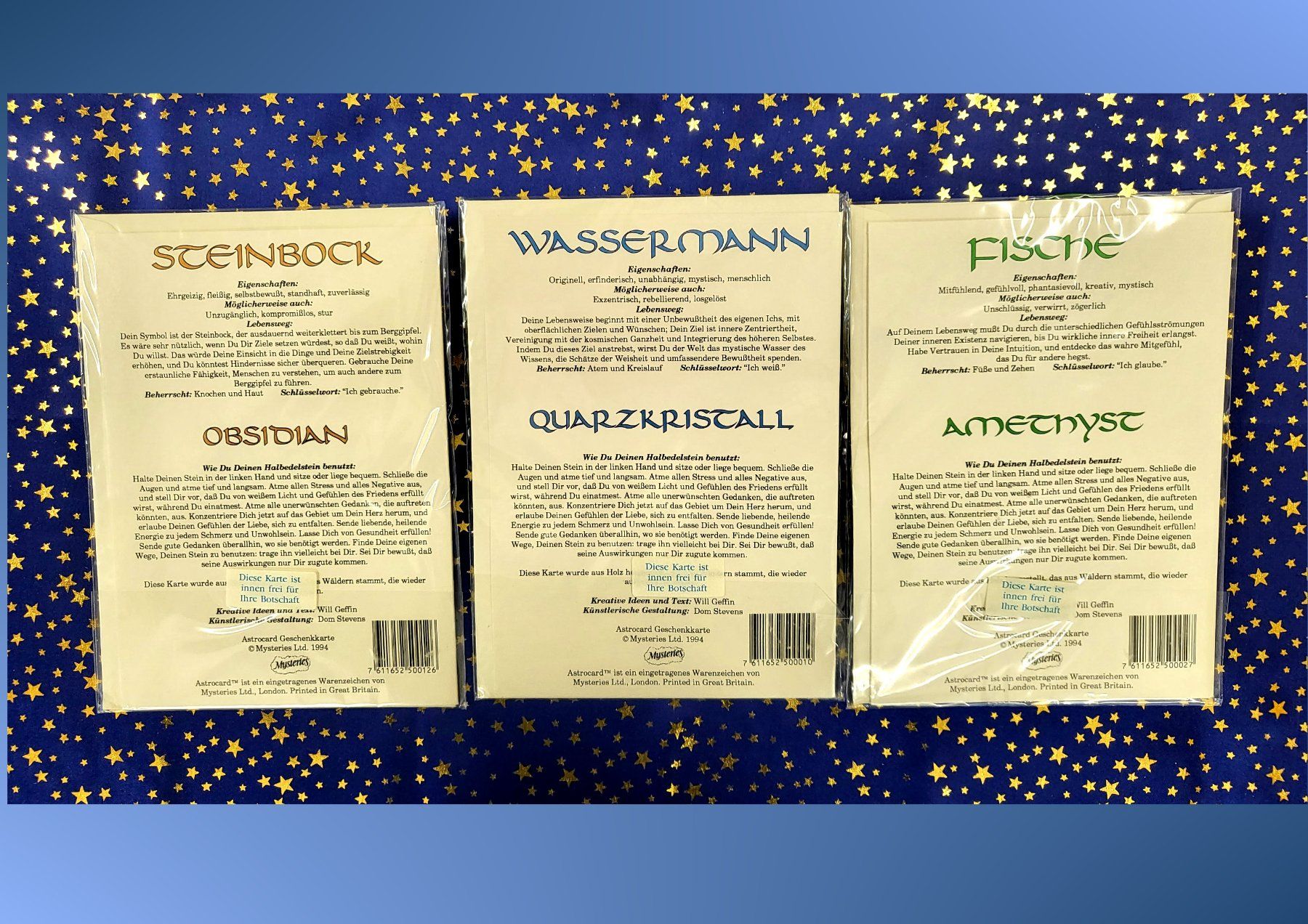 Cartoline: Sternzeichen-Kartenset mit Halbedelsteinen : 12er - Set – Nuovo e nell'imballaggio originale da Linden venduto da Mb2bb 1