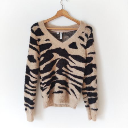 RAINBOW Plüsch Zebra Strick Shirt Pulli Pullover Gr.XS NEU