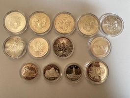 22 Silbermünzen - 21.5 Unzen Feinsilber