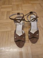 Damen Sandalen mit Absätzen und Riemchen braun Wildleder