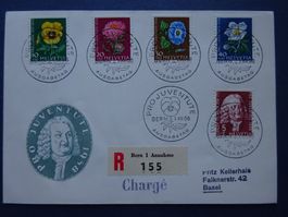 1958 Pro Juventute FDC mit 5 glasklaren ET-Voll - Kellerhals