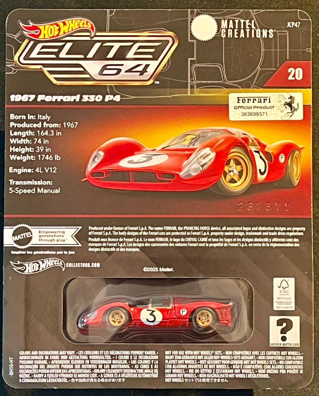 Hot Wheels Modellini d'auto: Hot Wheels Elite 64: Ferrari 330 P4 – Nuovo e nell'imballaggio originale da Rümlang venduto da Wantedjoe 1