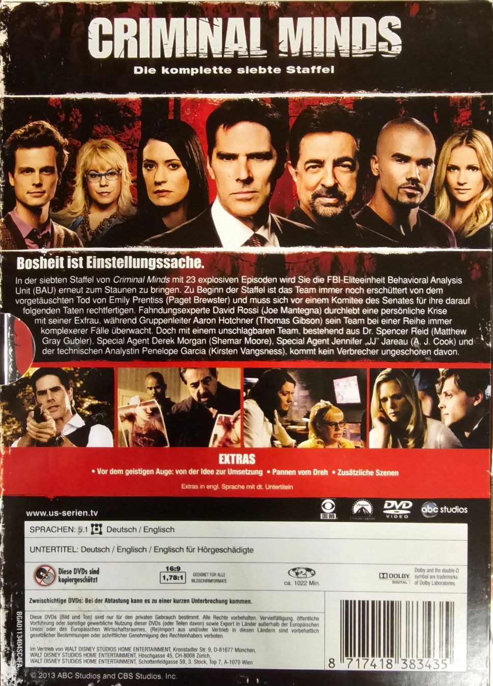 Tutti i DVDs: Criminal Minds - Staffel 7 – Usato da Wahlen b. Laufen venduto da Cg10 1
