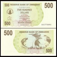 Zimbabwe 500 Dollars 2006 P-43 UNZ Serie AG