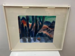 Aquarell auf Papier hinter Glas unleserlich signiert datiert