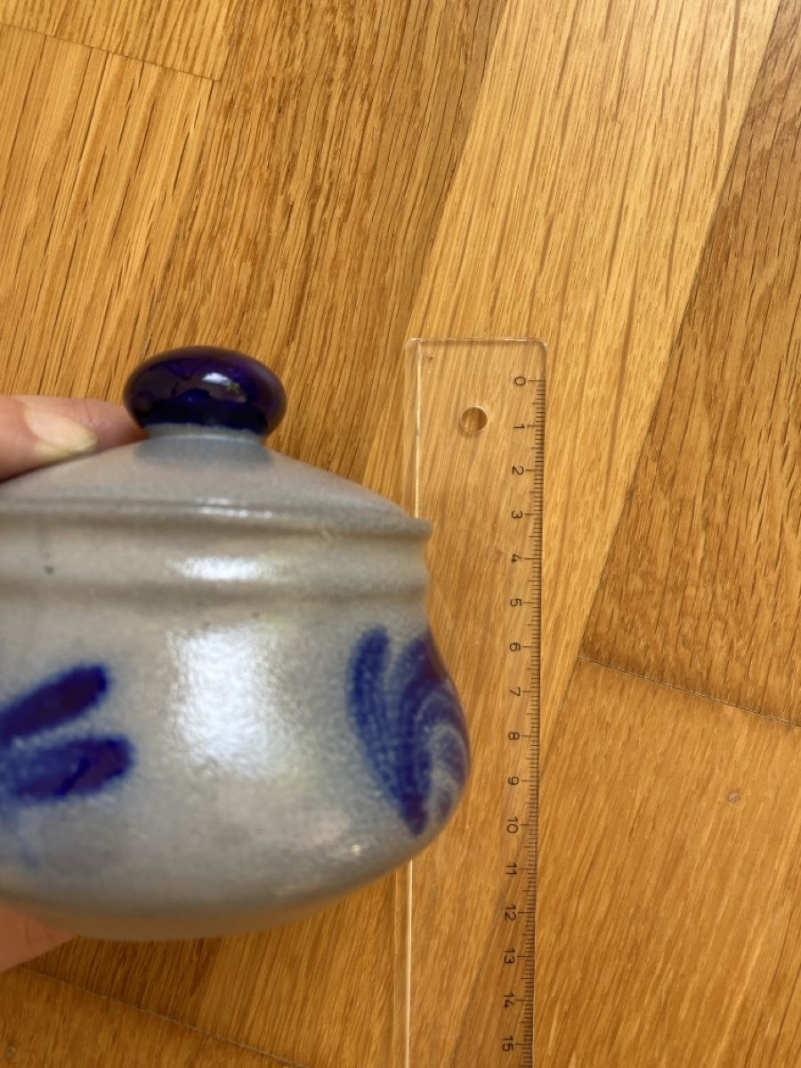 Zuccheriere: Steingut Töpfli blau-grau mit Deckel – Usato da Burgdorf venduto da allesolivia 5