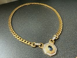 ✨Goldfarbene Vintage-Halskette mit Strasssteinen