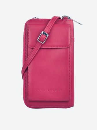 Lara Lauren Damen City Wallet A kleine Leder Tasche pink neu