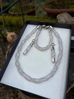 Glitzerset Silber Halskette, Ohrstecker & Armband mit Strass