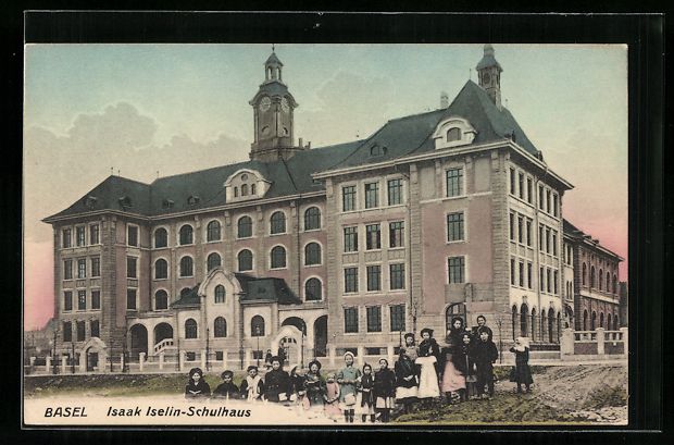 Cartes postales: Basel, Isaak Iselin-Schulhaus mit Schül – D'occasion à Berlin par bartko-reher