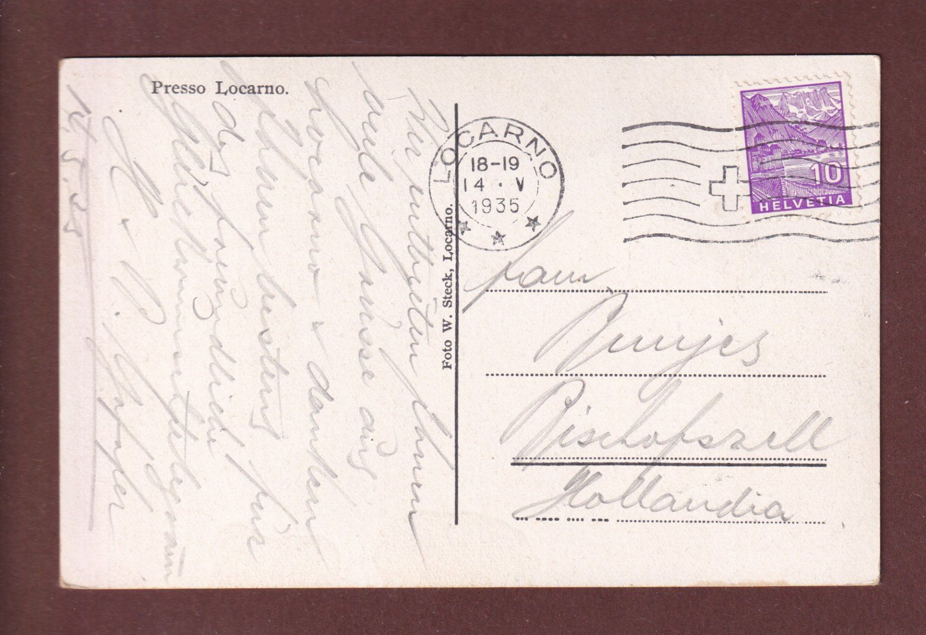 Cartoline postali: Presso LOCARNO - 1935 – Usato da Pully venduto da nicecards-shop 1
