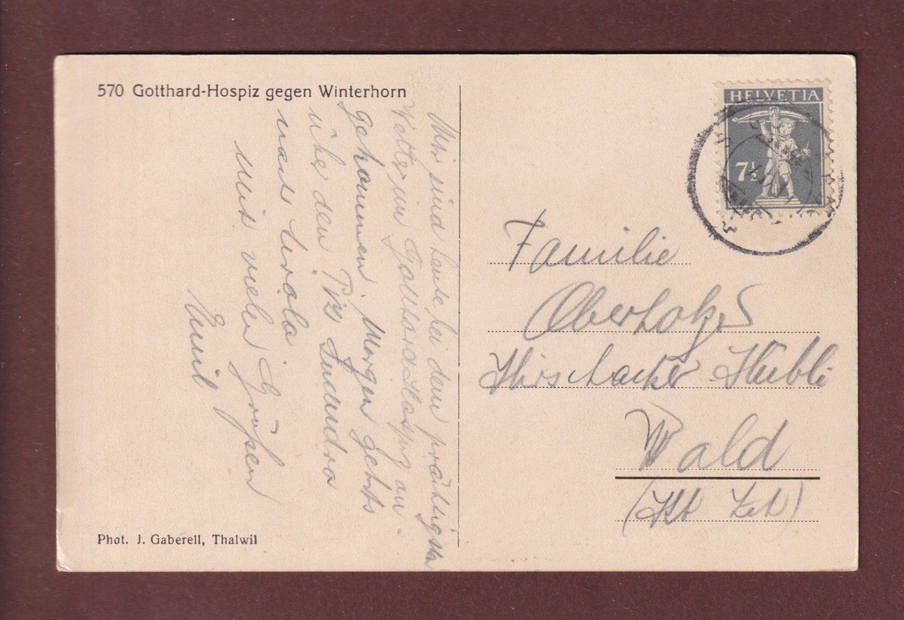 Cartoline postali: GOTTHARD-HOSPIZ - 1919 – Usato da Pully venduto da nicecards 1