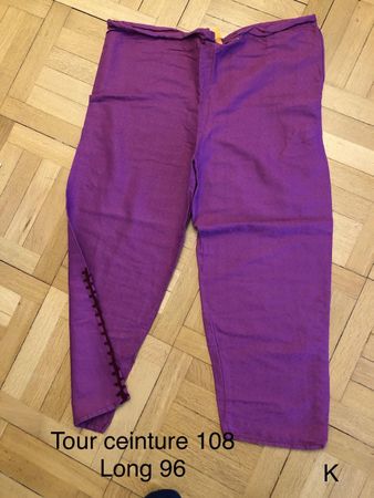 Pantalon violet mesure tour ceinture non serré 108 long 96cm