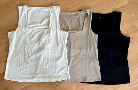 3x Top C&A schwarz weiss beige Gr. XL glatte Stretch-Quali