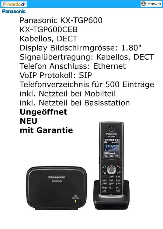 Panasonic KXTGP600 Kaufen auf Ricardo