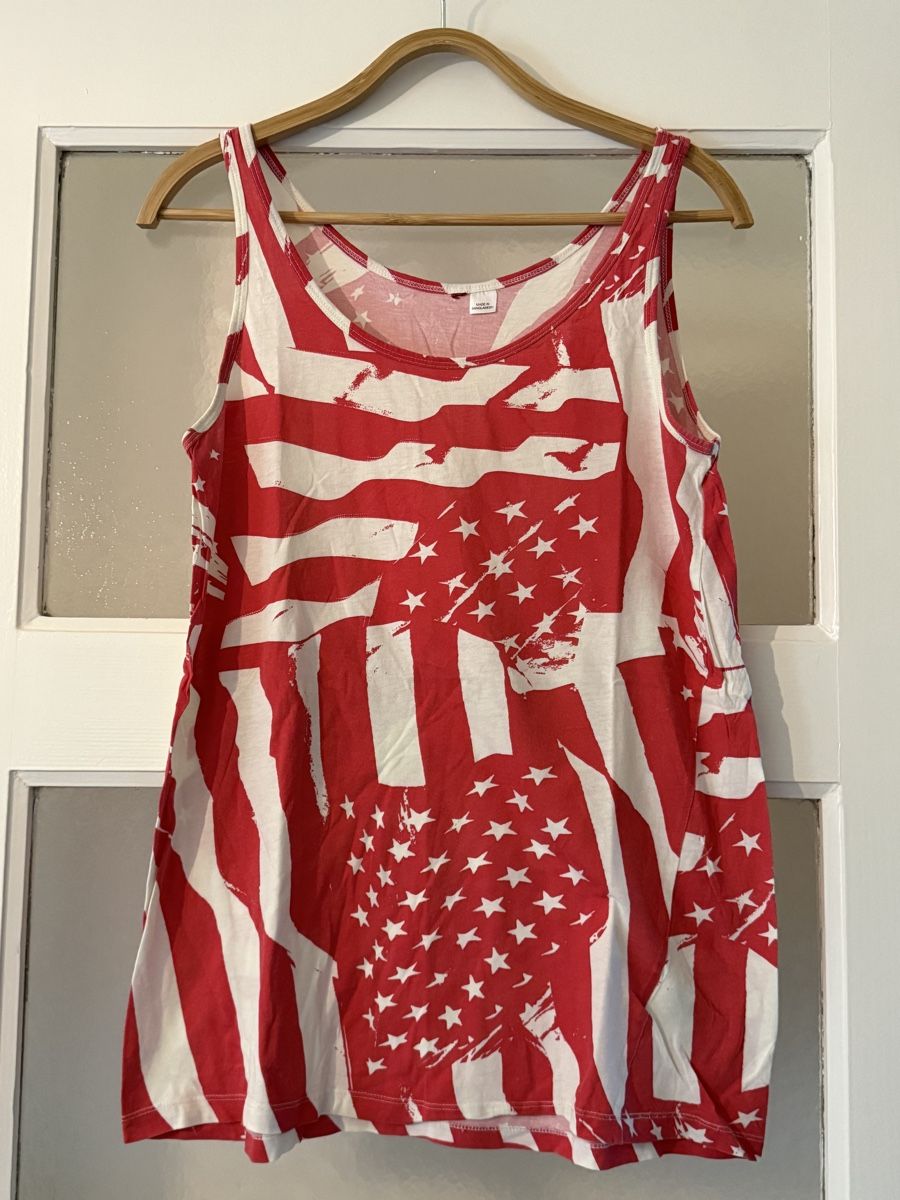 H&M Top: H&M Tanktop mit US-Flaggen Muster, Grösse L – Usato da Basel venduto da zukk_