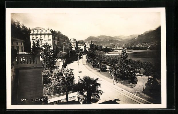 Ansichtskarten: AK Lugano, Strassenpartie am See – Gebraucht aus Berlin von bartko-reher