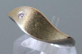 LAHL Fingerring Silber 925 Gold Brillant ca. 0,015 ct
