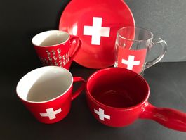 Bierkrug Teller Tasse Suppentasse Caquelon🇨🇭1. August 5Stk