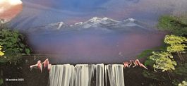 Tableau paysage magnifique, aérosol, signé🎨🖼️