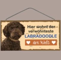 🔥 LABRADOODLE Hunde Holzschild mit Kordel 🎀 12x25cm NEU 🔥