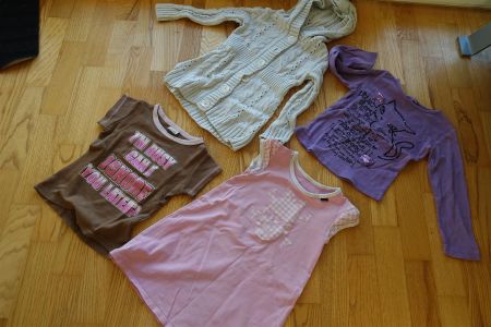 Gr. 98 / Rock , Shirts kurzarm, Wolljacke / 4 er SET