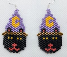 Perlenohrringe- Haloween Cat